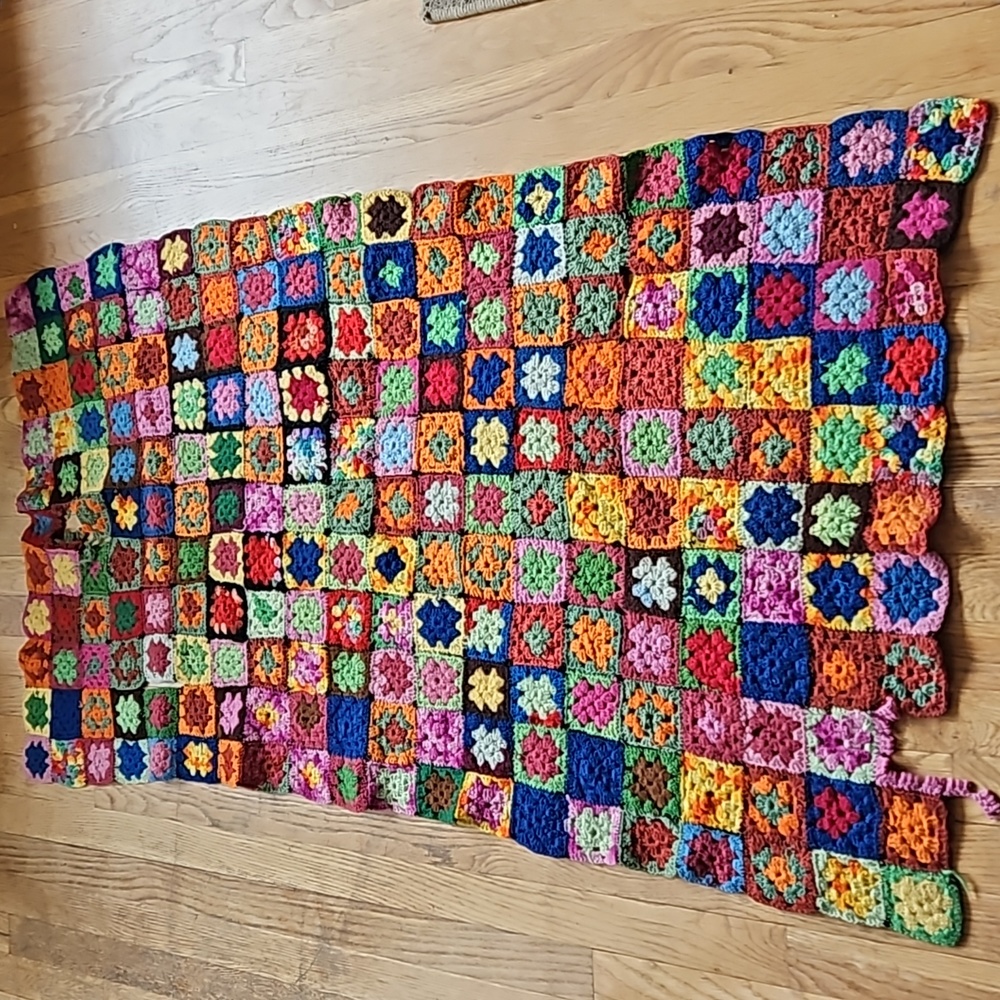 Vintage granny square afghan blanket